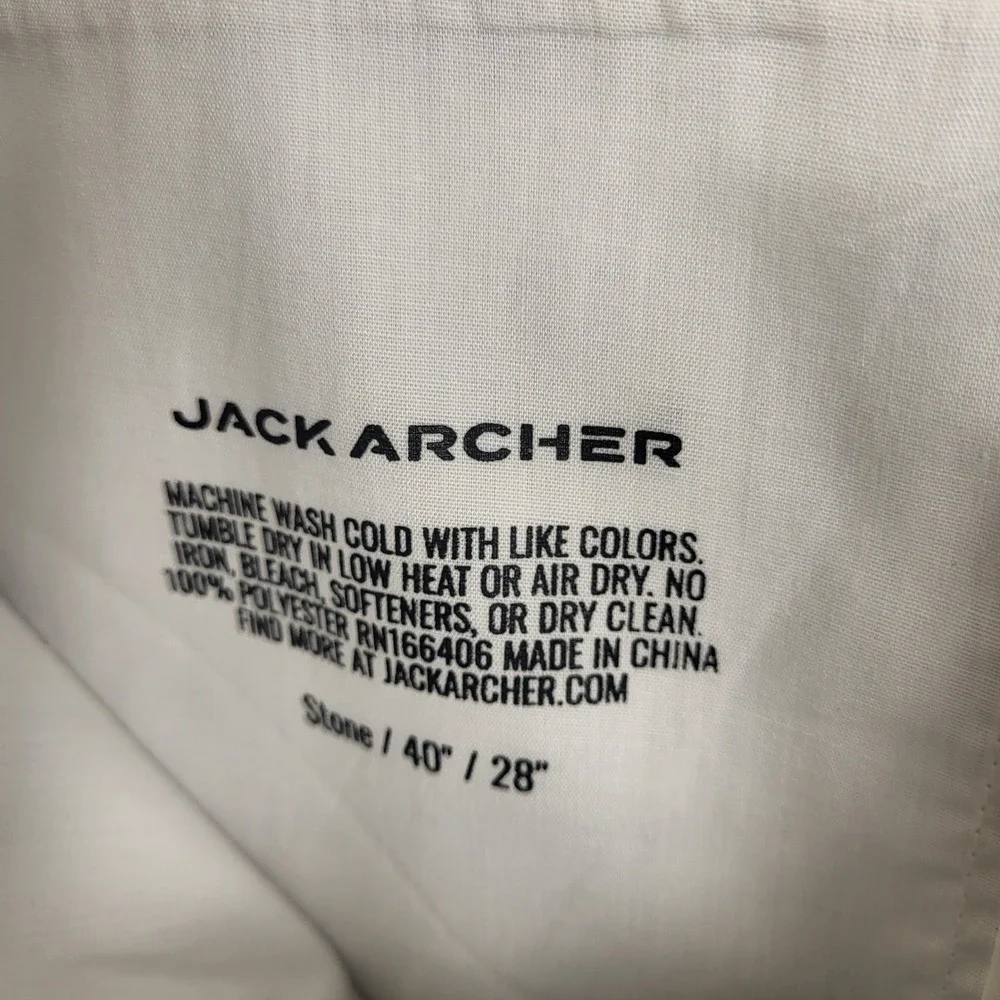 Jack Archer Jetsetter Pants Mens 40x28 Stone Performance Stretch Travel Chino